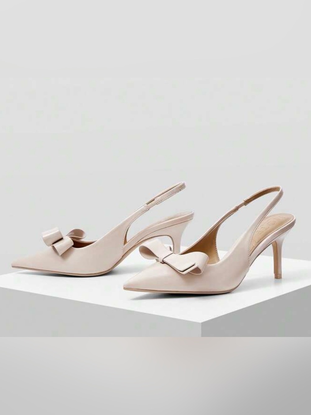 Light Beige Slingback Pointed Toe Stiletto Heels Bow Women’s Size 7| 5inches